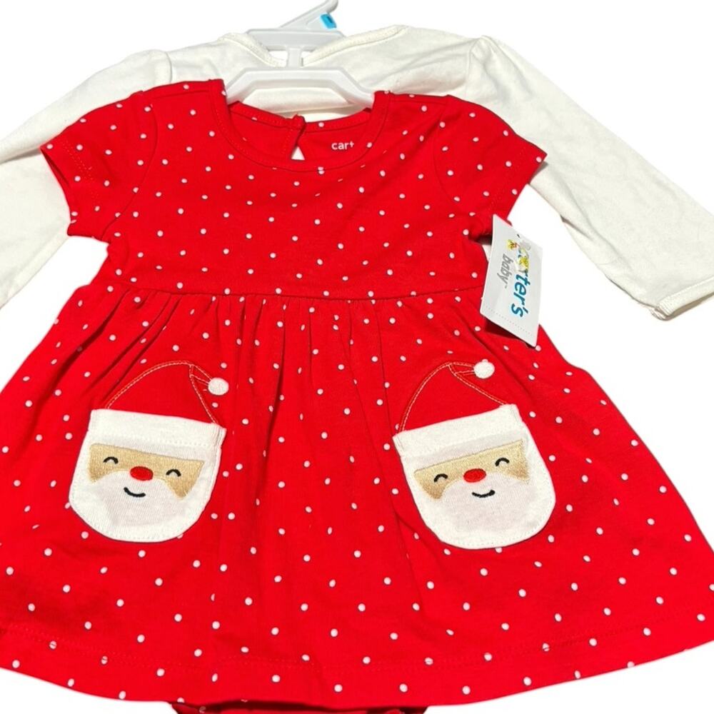 NWT Carter’s 6M Girls Red Santa dress with white sweater